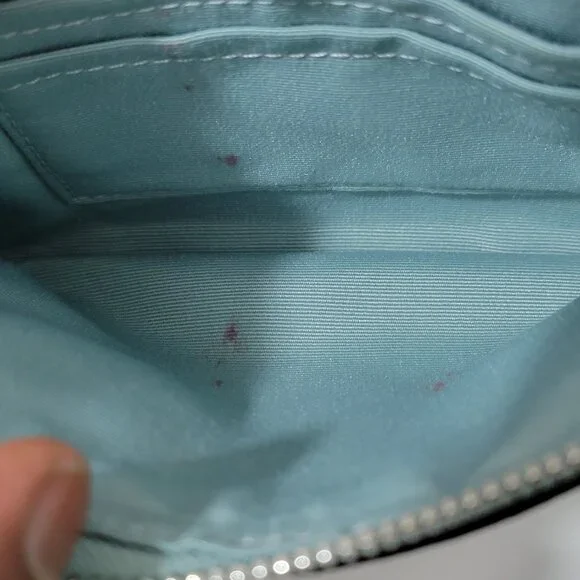 COACH Seafoam Green Blue Pebbled Leather Zip Wristlet Purse - Picture 5 of 5